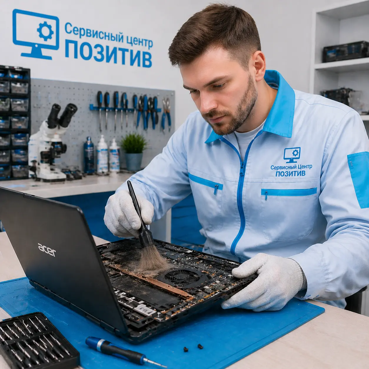 Чистка ноутбука Acer от пыли в Климовске | Замена термопасты