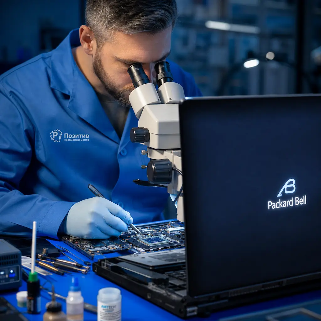 Замена видеокарты ноутбука Packard Bell в Климовске