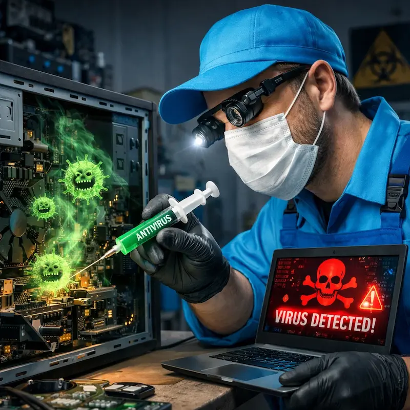 Лечение компьютера от вирусов в Климовске на дому